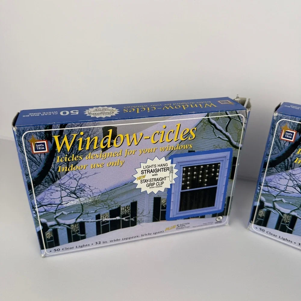 Vintage Santa Trim Window-cicles Lights 32in 50 light E2E Connect White Set of 2